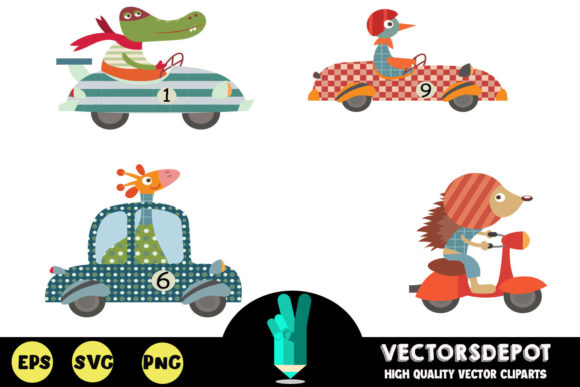 Animals Racing Clipart: A Versatile Illustration Pack for Creative Projects