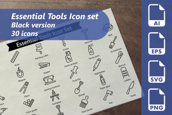 Essential Tools Line Icon Set: A Versatile Design Solution for Your Projects