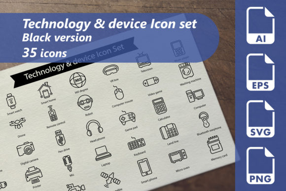 Technology Device Line Icon Set: Versatile and Stylish Icons for Modern Design